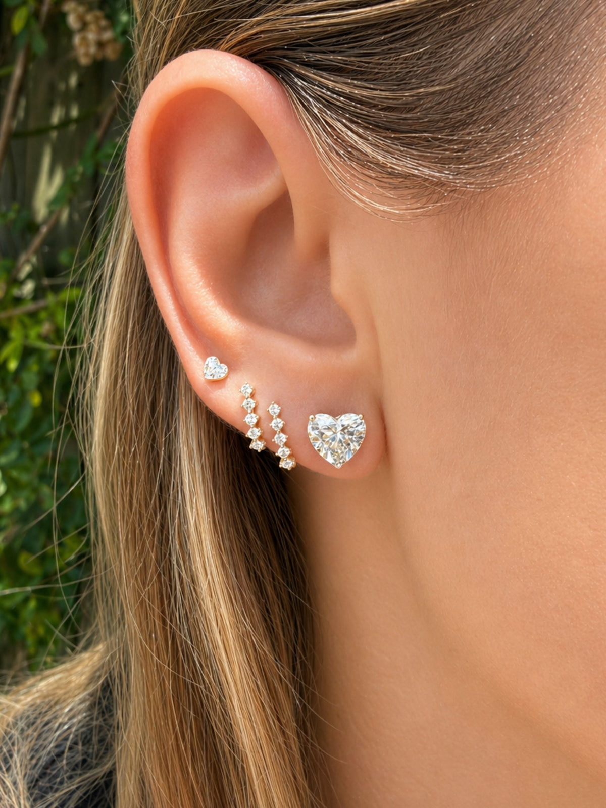 Hazel Heart Lab Diamond Stud Earrings 14K