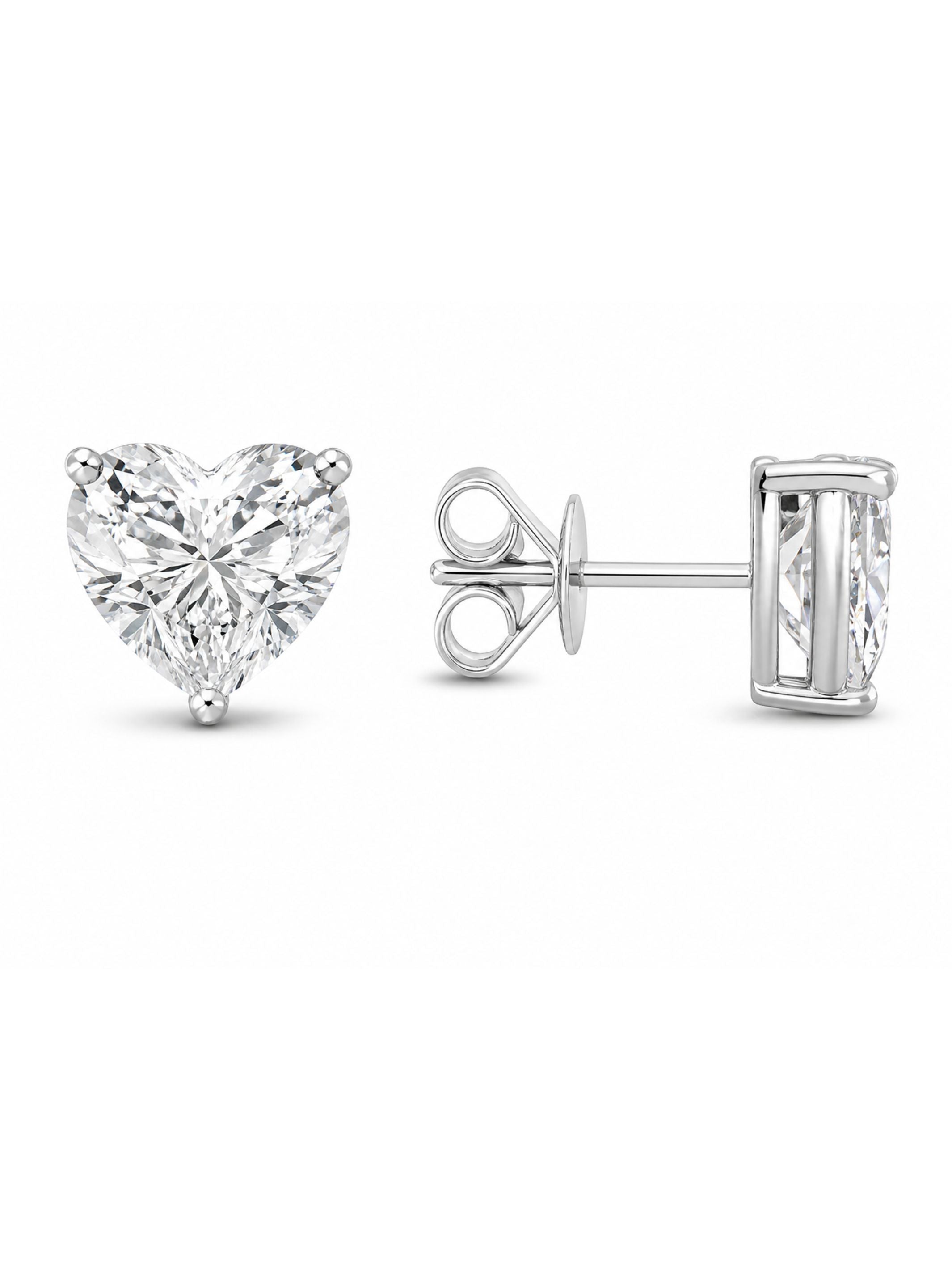 Hazel Heart Lab Diamond Stud Earrings 14K