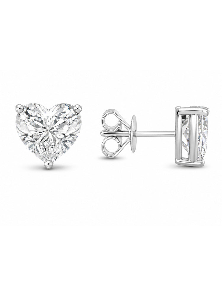 Hazel Heart Lab Diamond Stud Earrings 14K