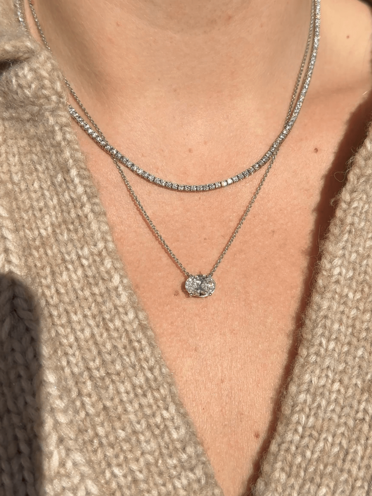 Oval Lab Diamond Pendant Necklace 14K