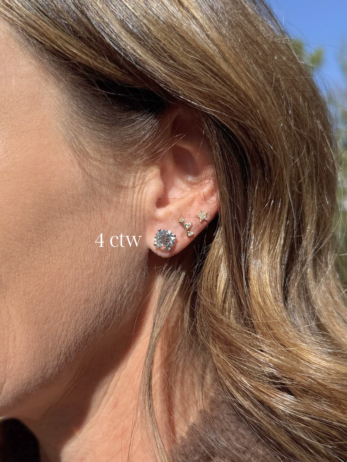 Round Lab Diamond Studs 14K