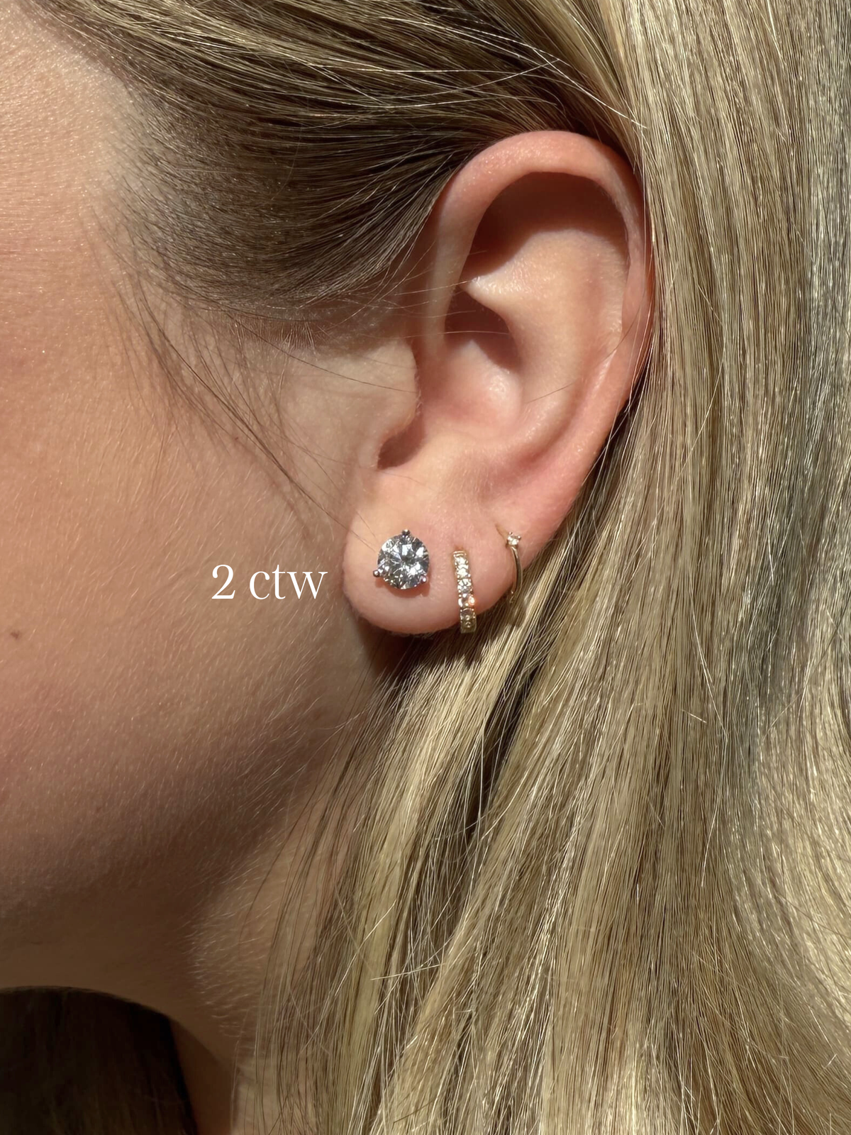 Round Lab Diamond Studs 14K