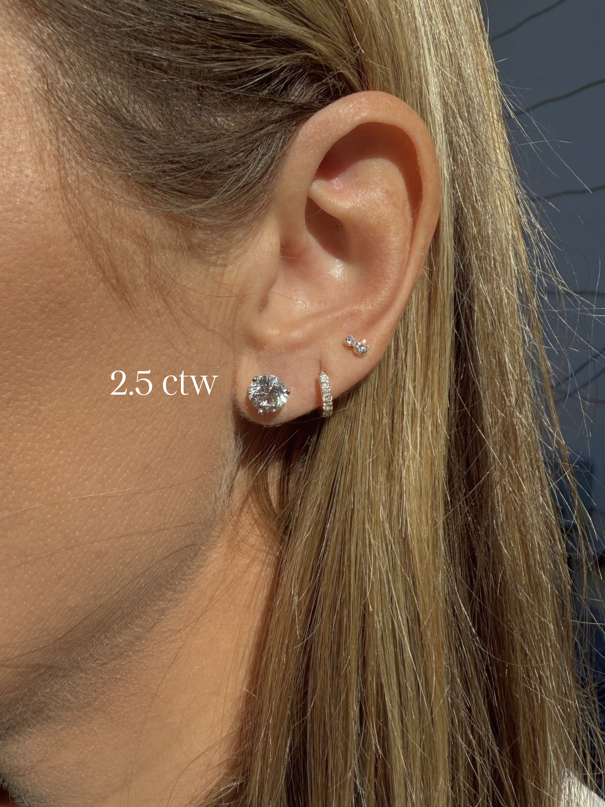 Round Lab Diamond Studs 14K