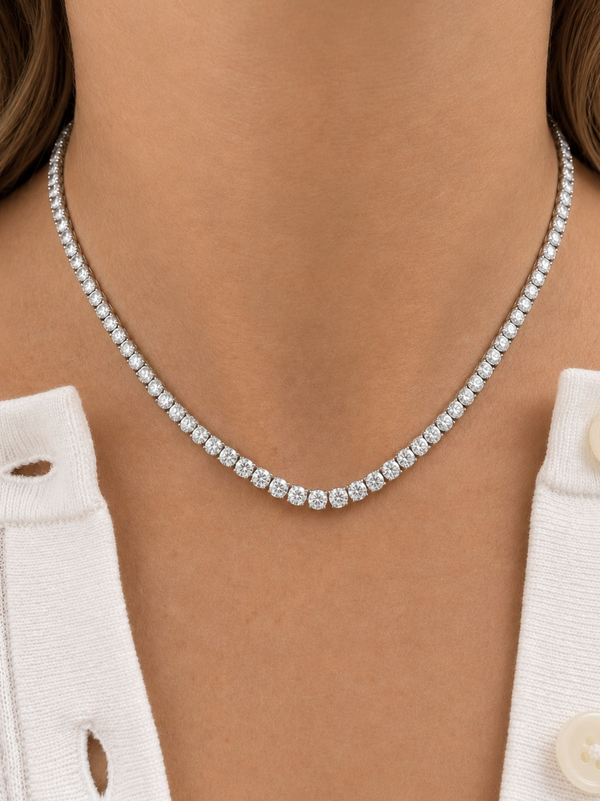 Lab Diamond Tennis Necklace 14K 20.13ctw
