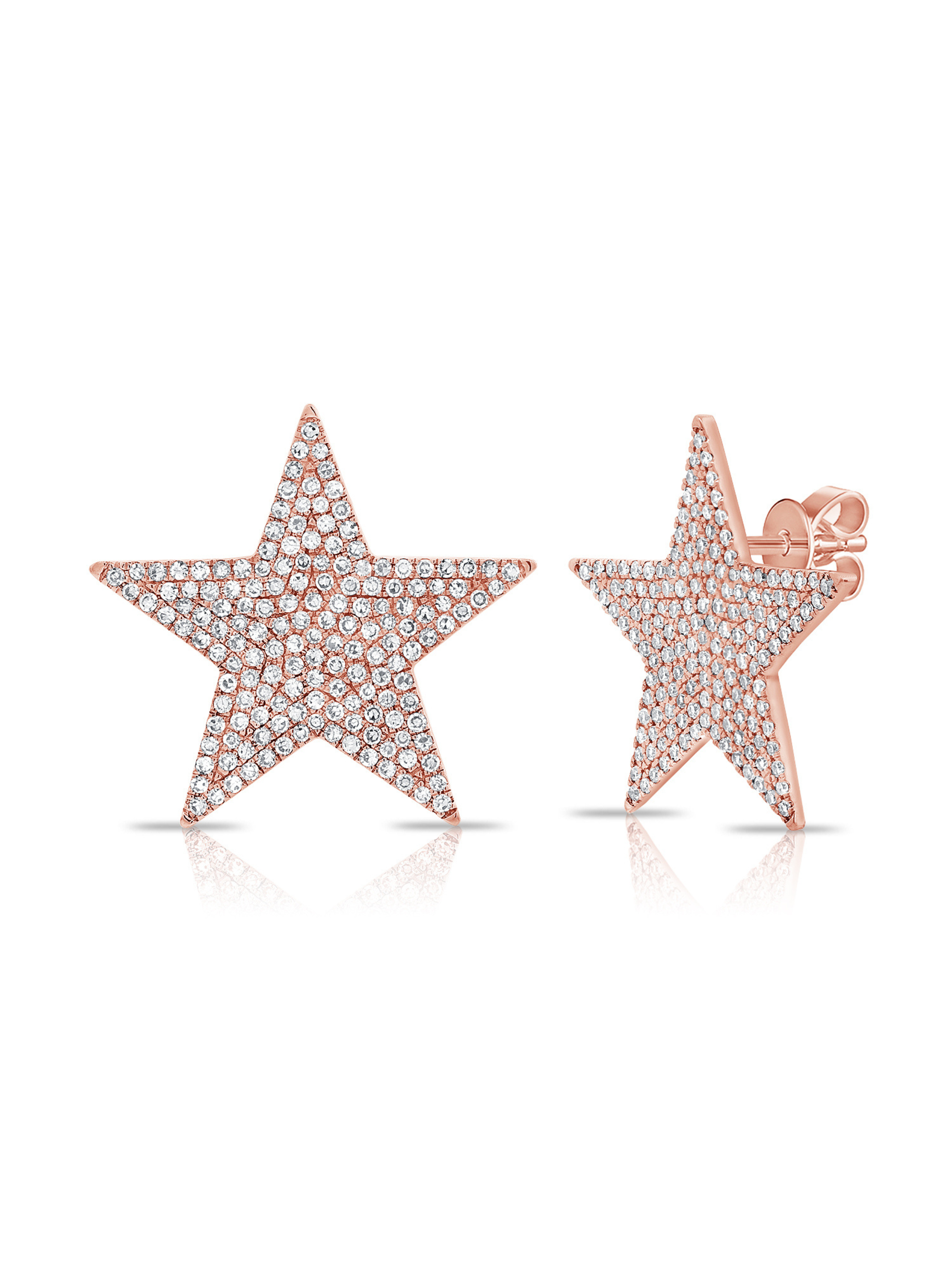 Mick Pave Diamond Star Stud Earrings 14K