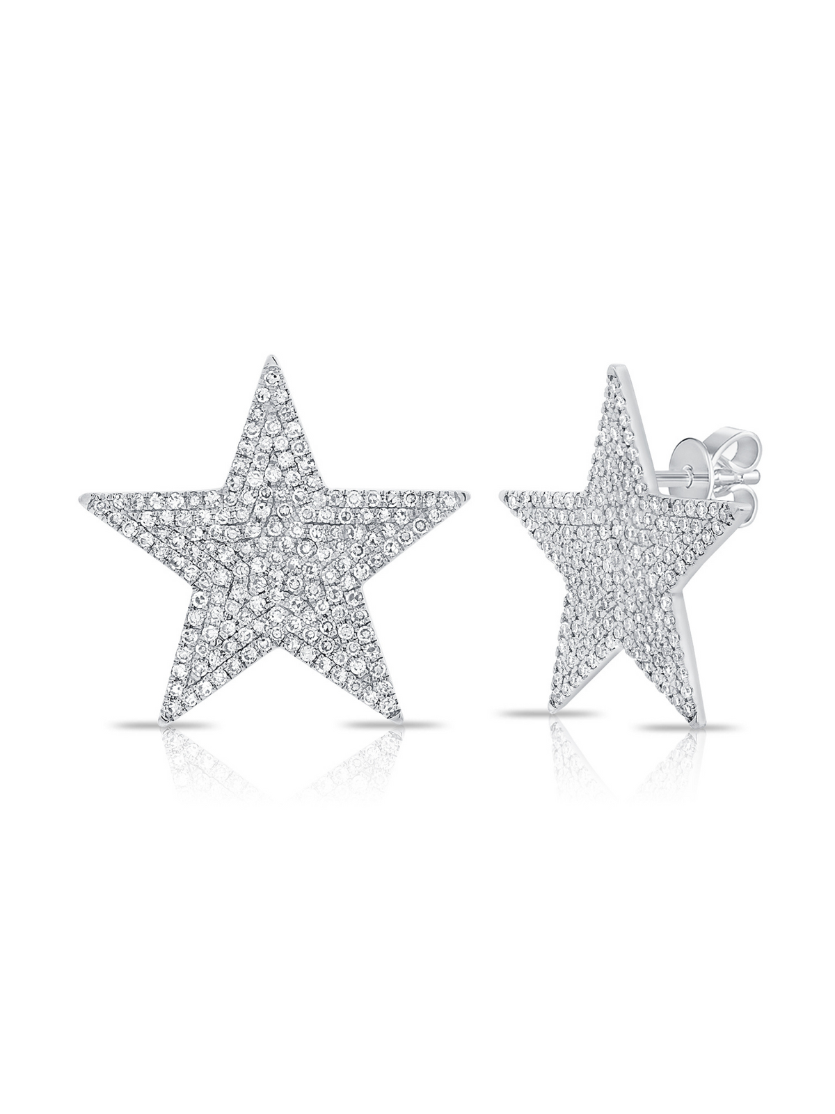 Mick Pave Diamond Star Stud Earrings 14K