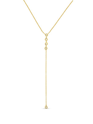 Bezel Diamond Lariat Necklace 14K