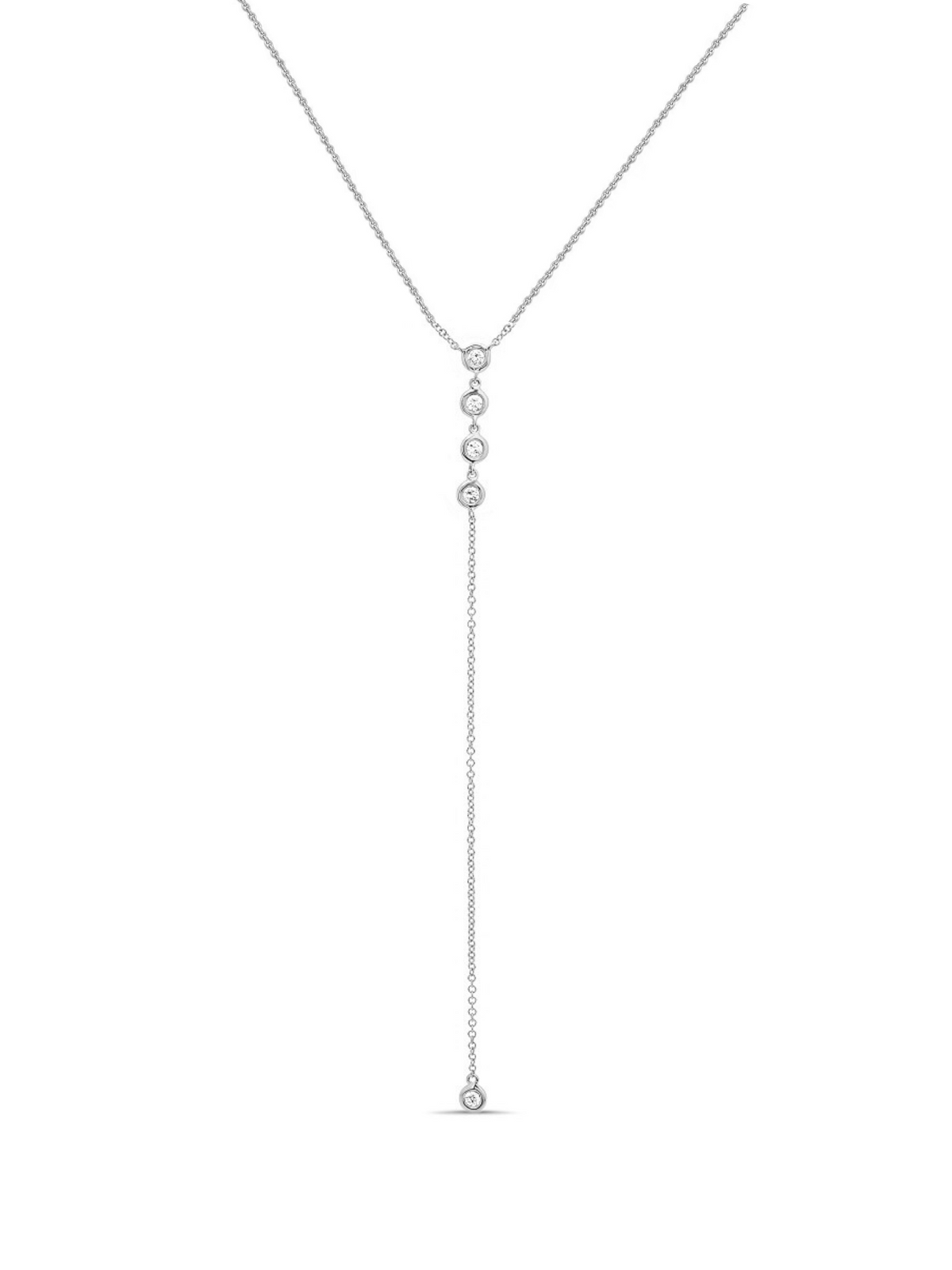 Bezel Diamond Lariat Necklace 14K