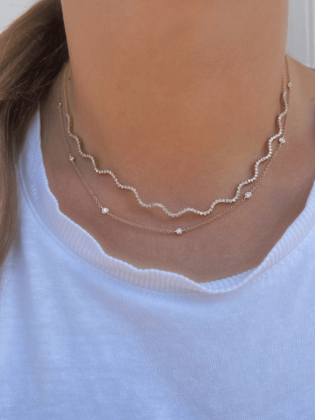 LeMel Diamond Bezel Station Necklace 14K - LeMel