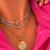 Dee Alternating Turquoise and CZ Tennis Necklace