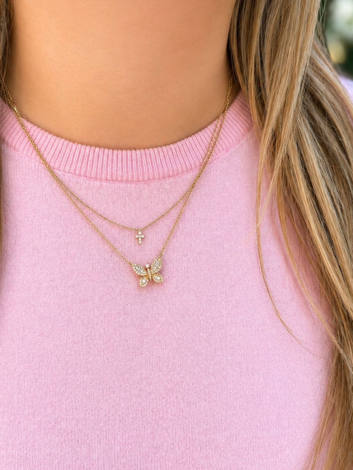 Butterfly Diamond Necklace 14K
