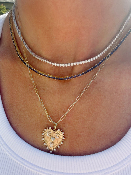 Blue Sapphire CZ Tennis Necklace | LeMel – LeMel