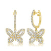 Baguette Butterfly Diamond Huggie Earrings 14K
