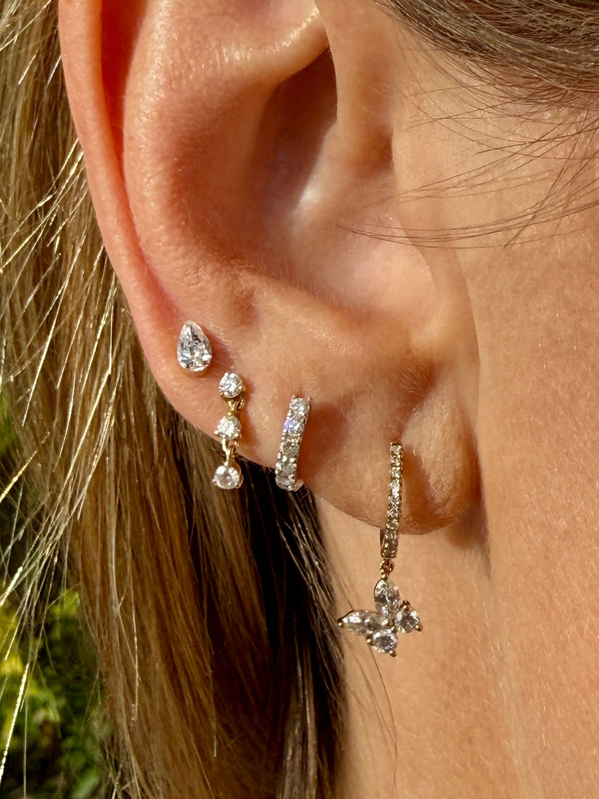 Mini Chunky Diamond Huggie 14K