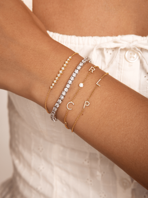 The Diamond Initial Bracelet 14K - 2 Letters