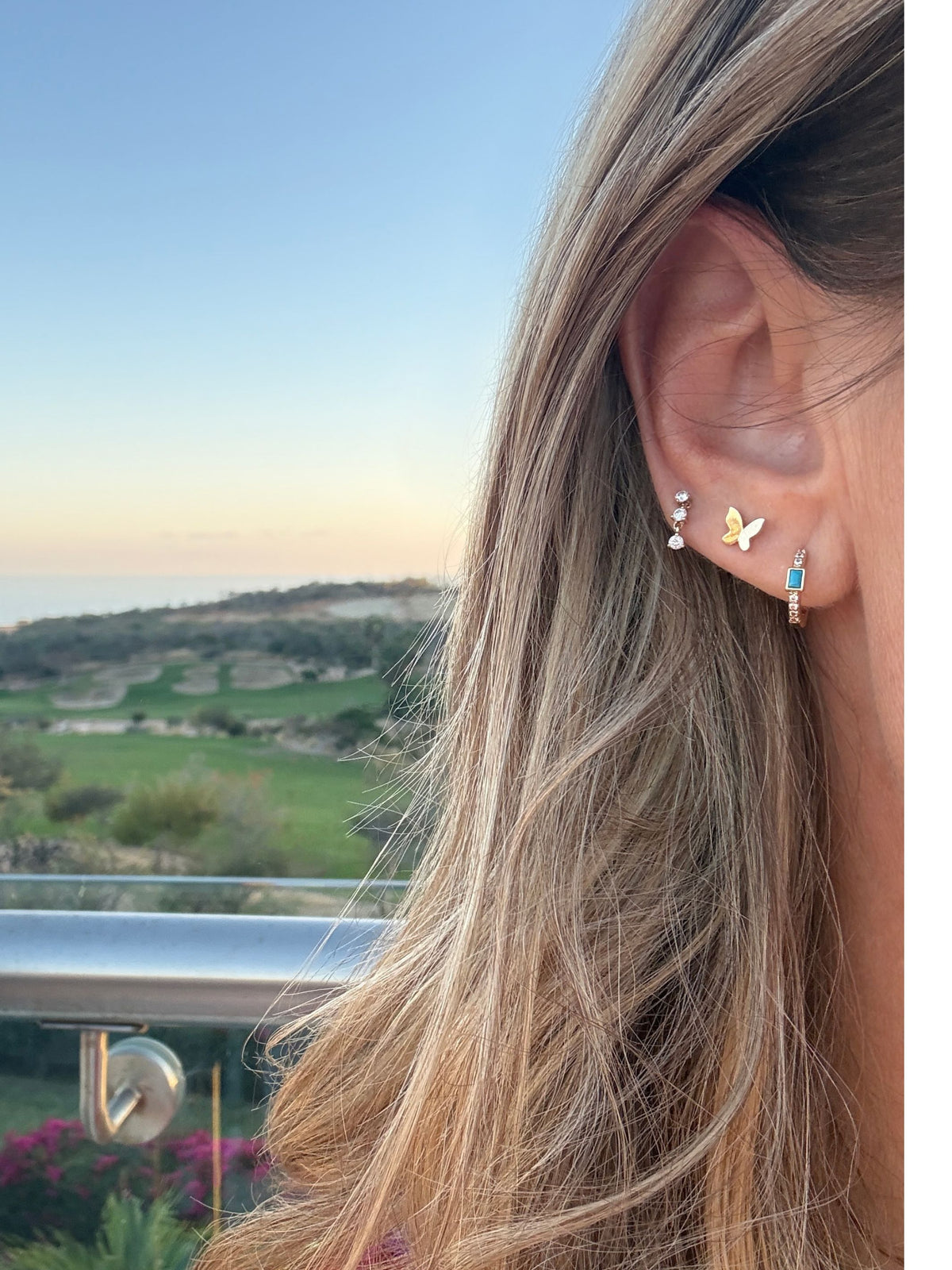 Daisy Turquoise Huggie Earrings