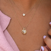 Heart-Cut Diamond Double Bezel Pendant Necklace 14K