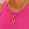 Horse Shoe Diamond Pendant Necklace 14K
