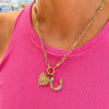 Horse Shoe Diamond Pendant Necklace 14K
