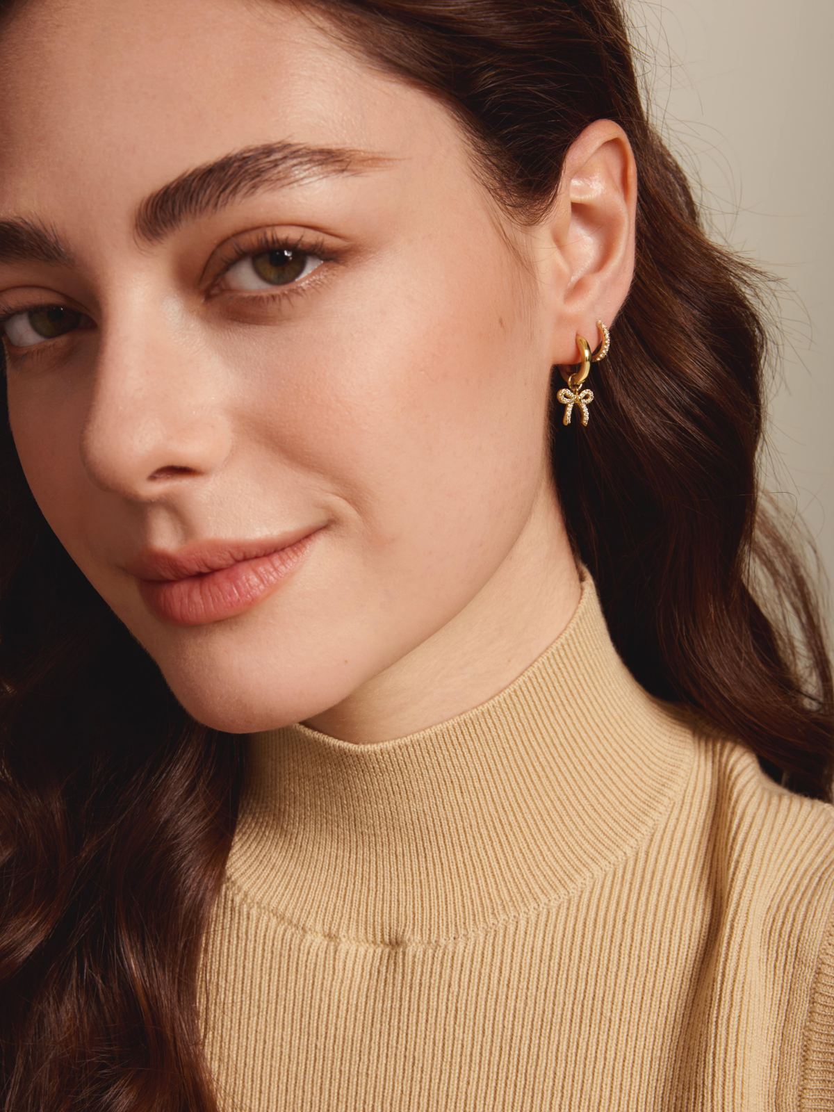 Lucy Bow Charm Huggie Earrings