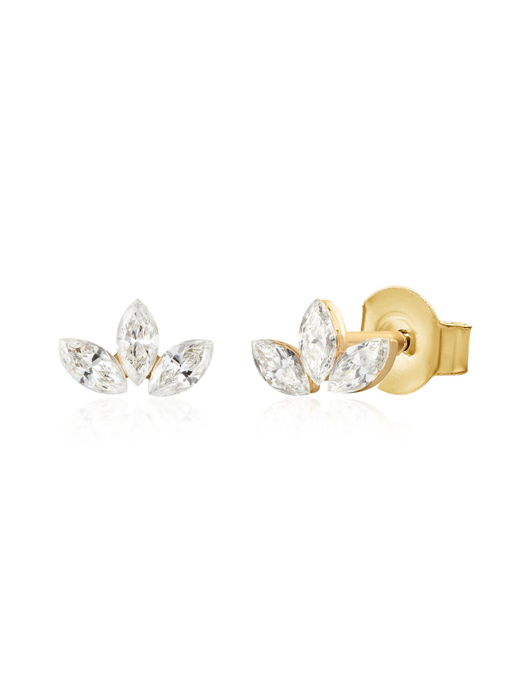 Lotus Lab Diamond Stud Earrings 14K