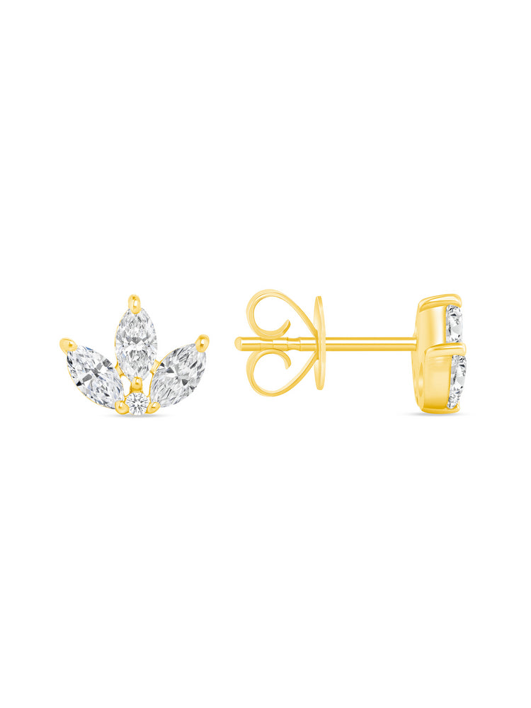 Diamond Lotus Stud 14K