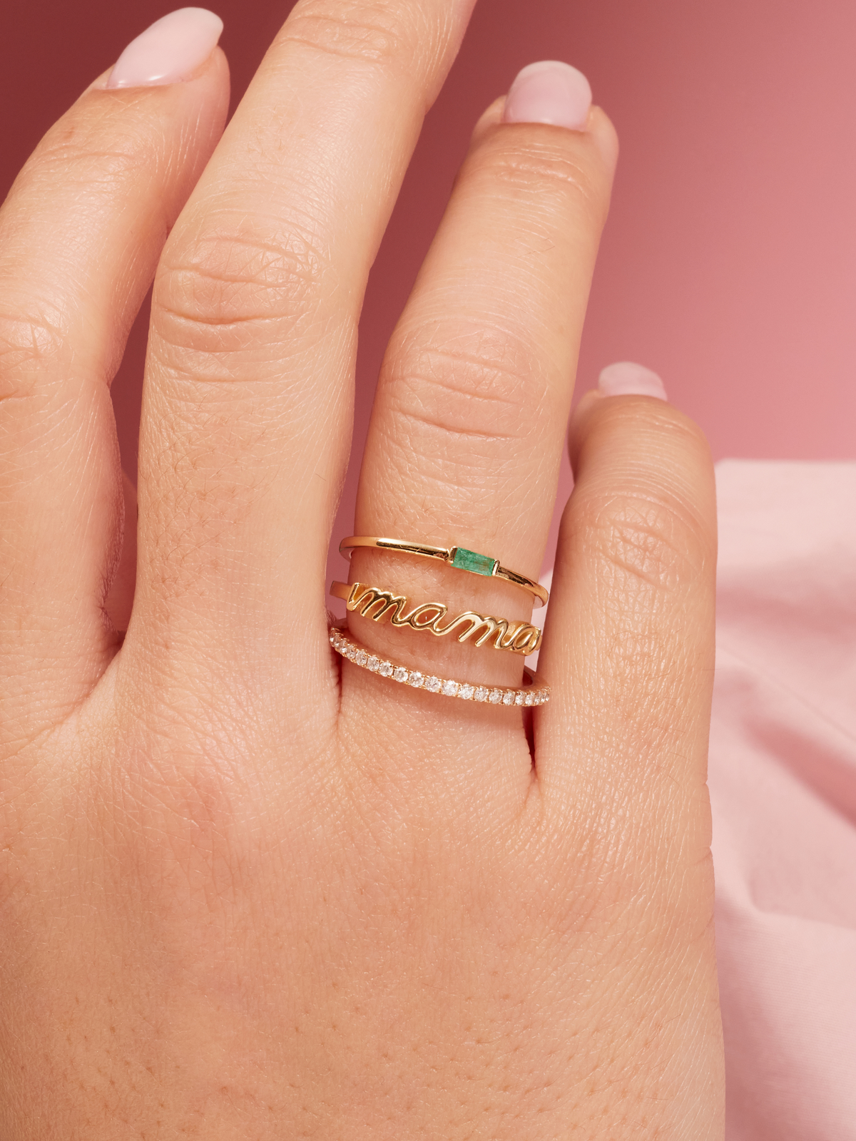 Bitsy Birthstone Ring - May Emerald 14K