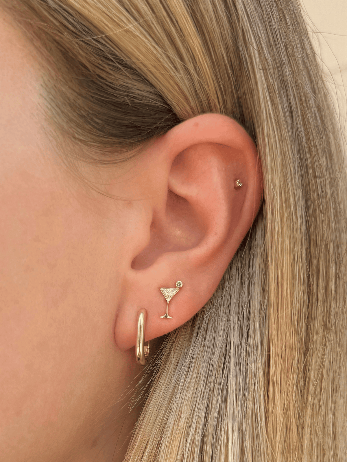 Hudson Martini Stud Earrings 14K