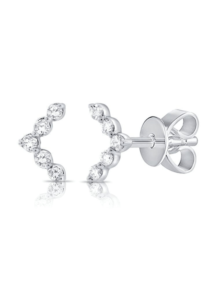 Mini Boomerang Diamond Stud Earring 14K