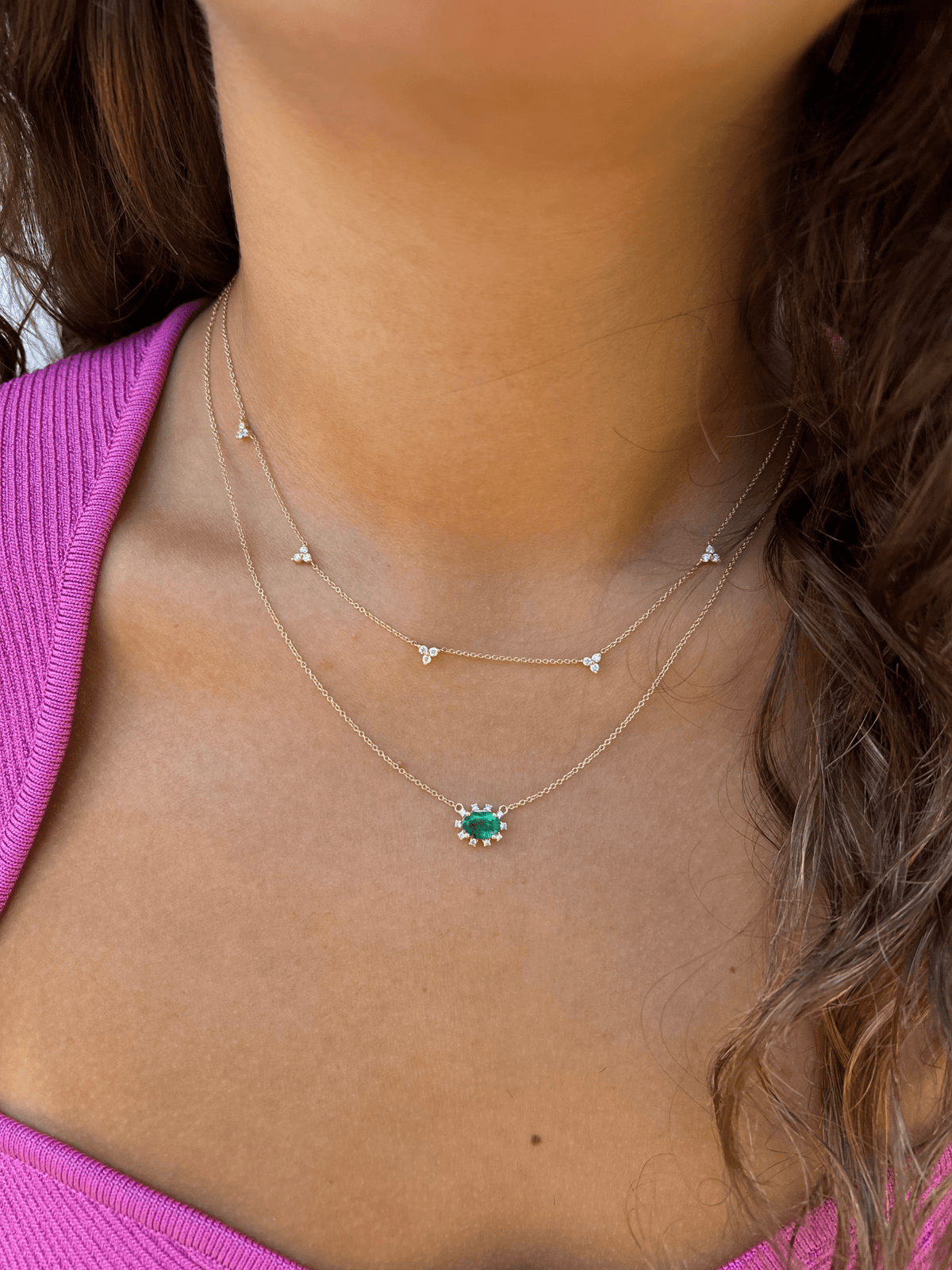 Mini Trio Diamond Layering Necklace 14K - LeMel