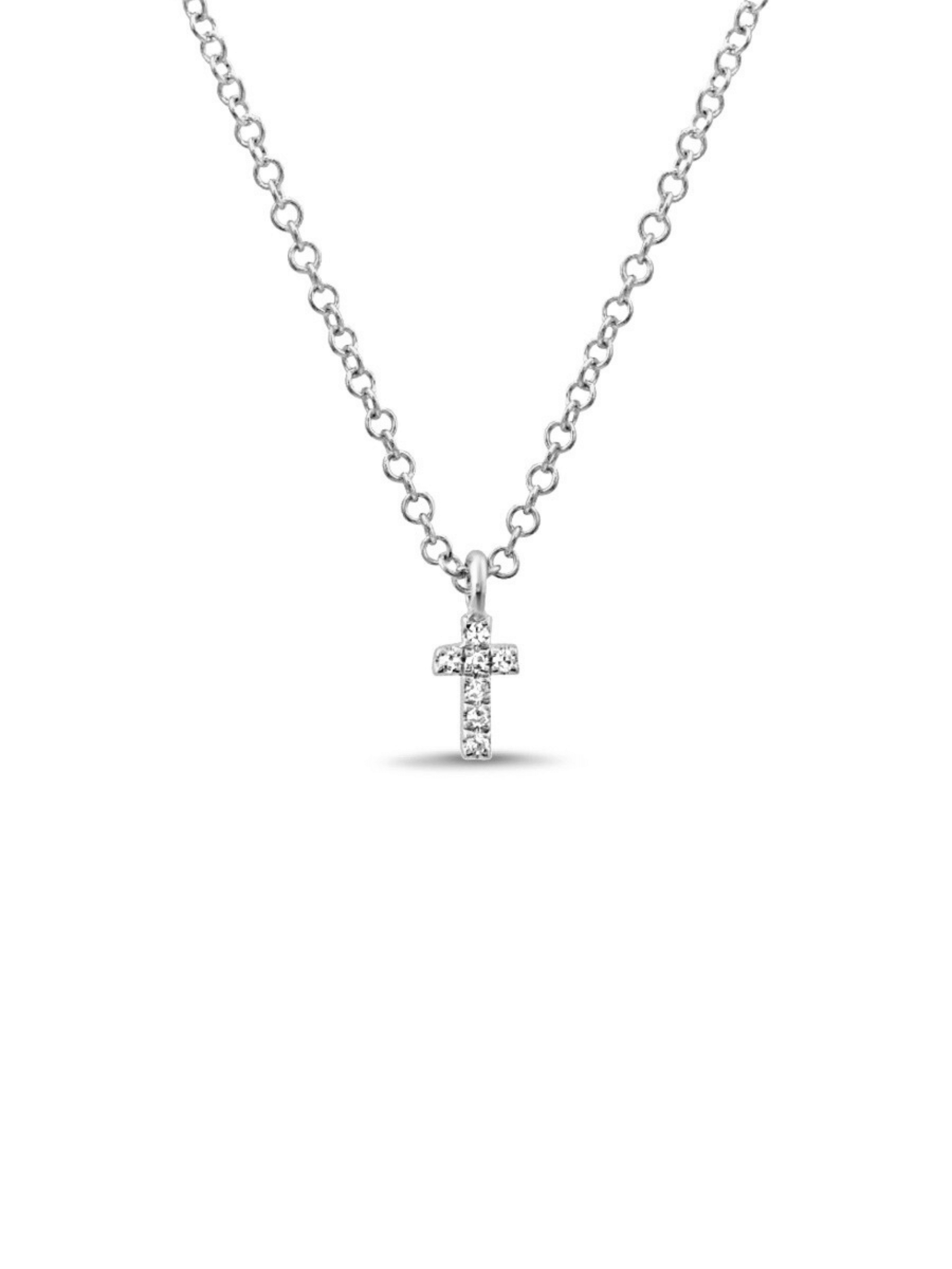 Mini Diamond Cross Necklace 14K