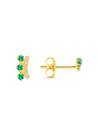 Crown Emerald Stud Earrings 14K