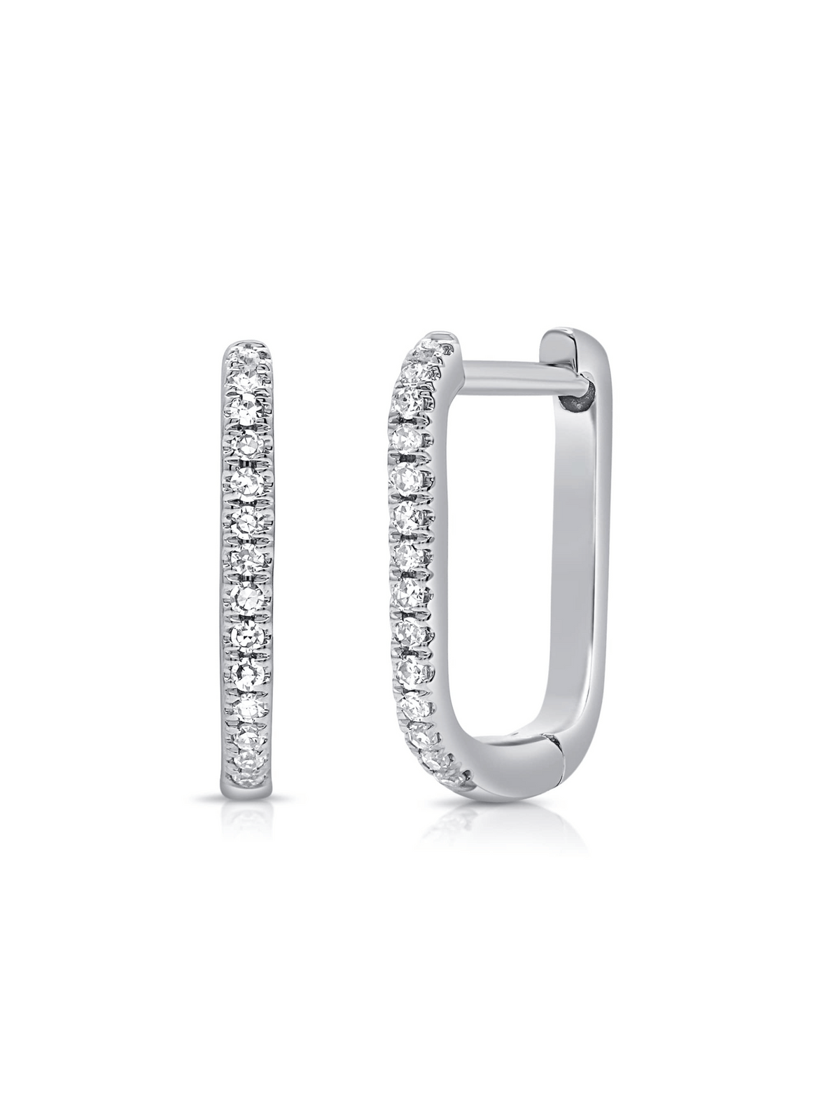 Mini Paperclip Diamond Huggie Earrings 14K