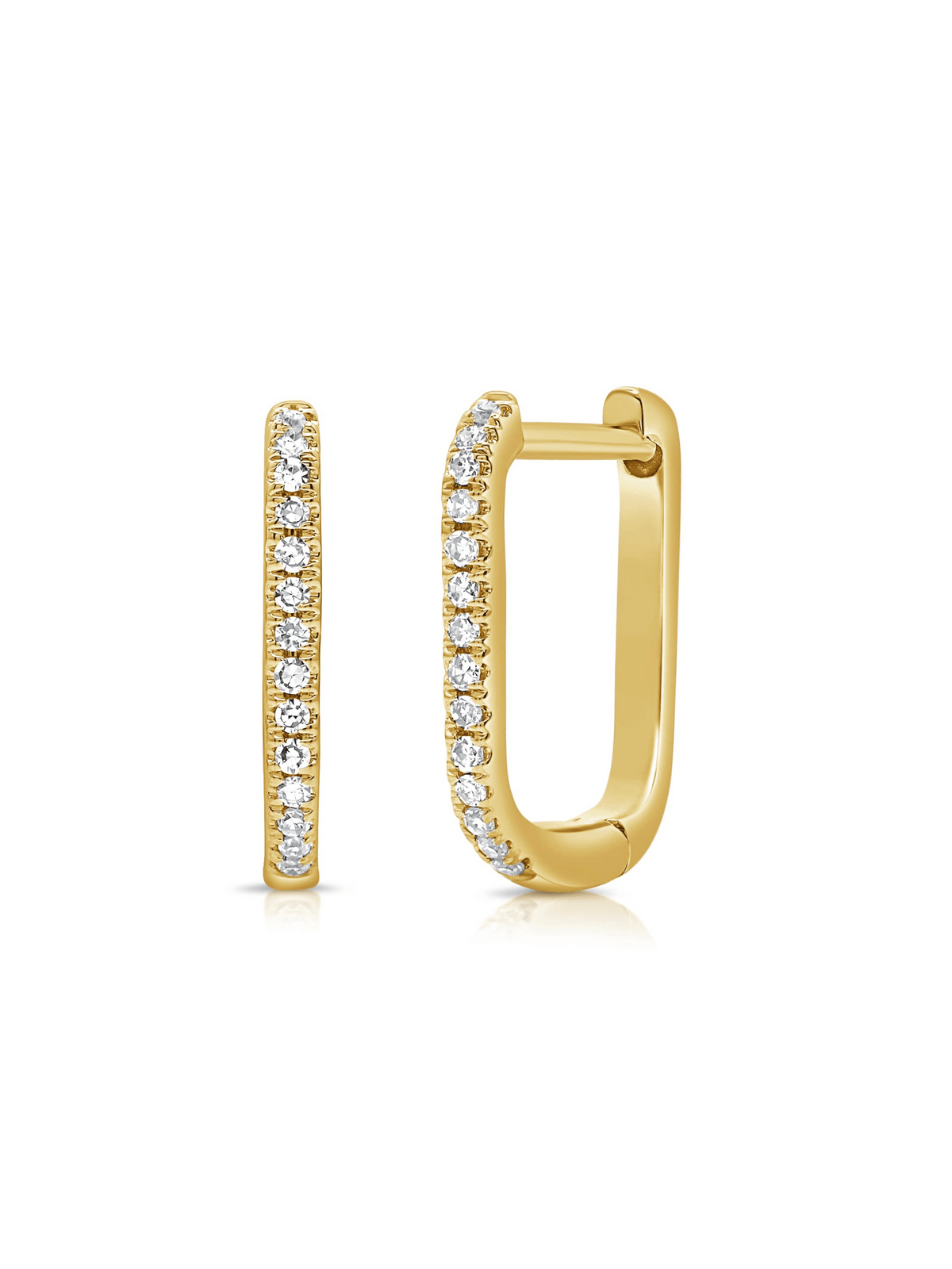 Mini Paperclip Diamond Huggie Earrings 14K