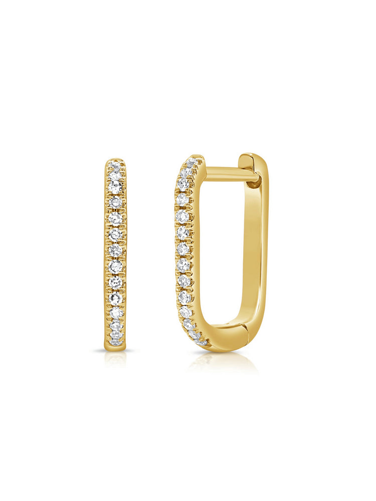 Mini Paperclip Diamond Huggie Earrings 14K