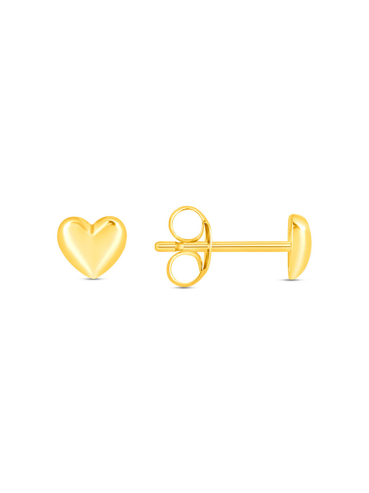 Mini Puffy Heart Stud Earrings 14K