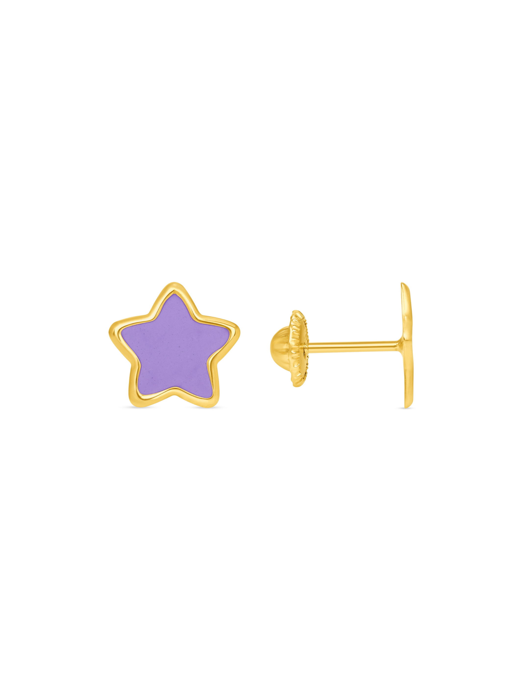 Kid Enamel Purple Star Stud Earring 14K