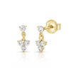 Trio Drop Diamond Dangle Earrings 14K
