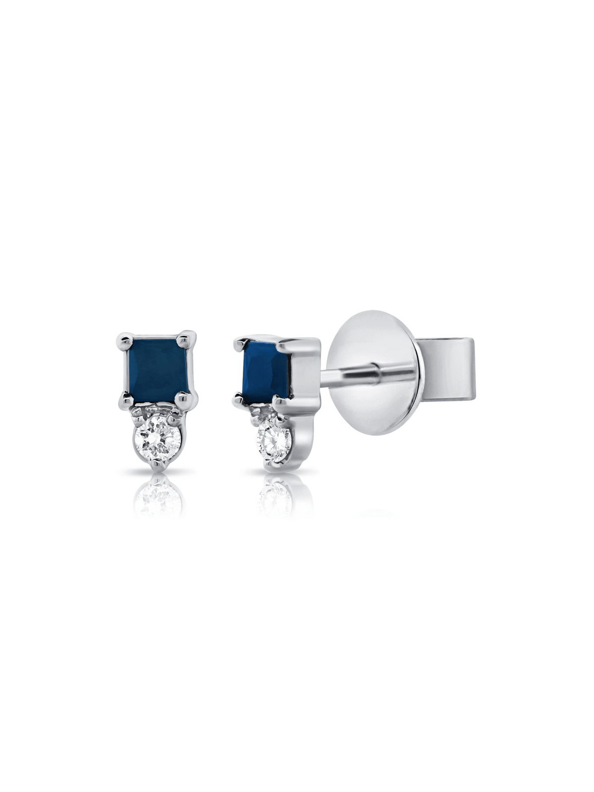 Brittney Stud Earrings - Blue Sapphire 14K