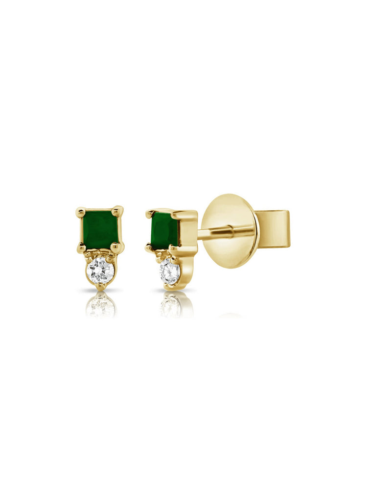 Brittney Stud Earrings - Emerald 14K