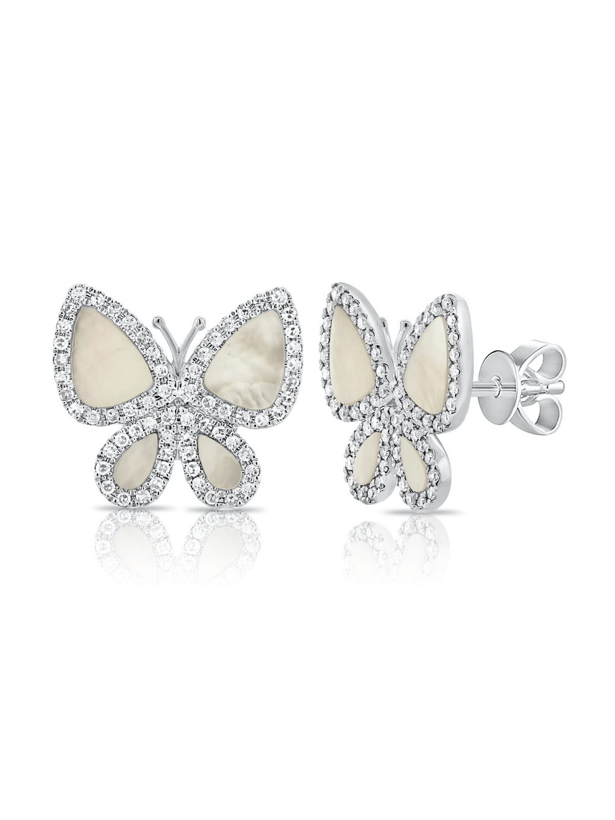 Brooke Butterfly Diamond Stud Earrings - Mother of Pearl 14K