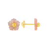 Kid Pink Pearl Flower Stud Earrings 9K