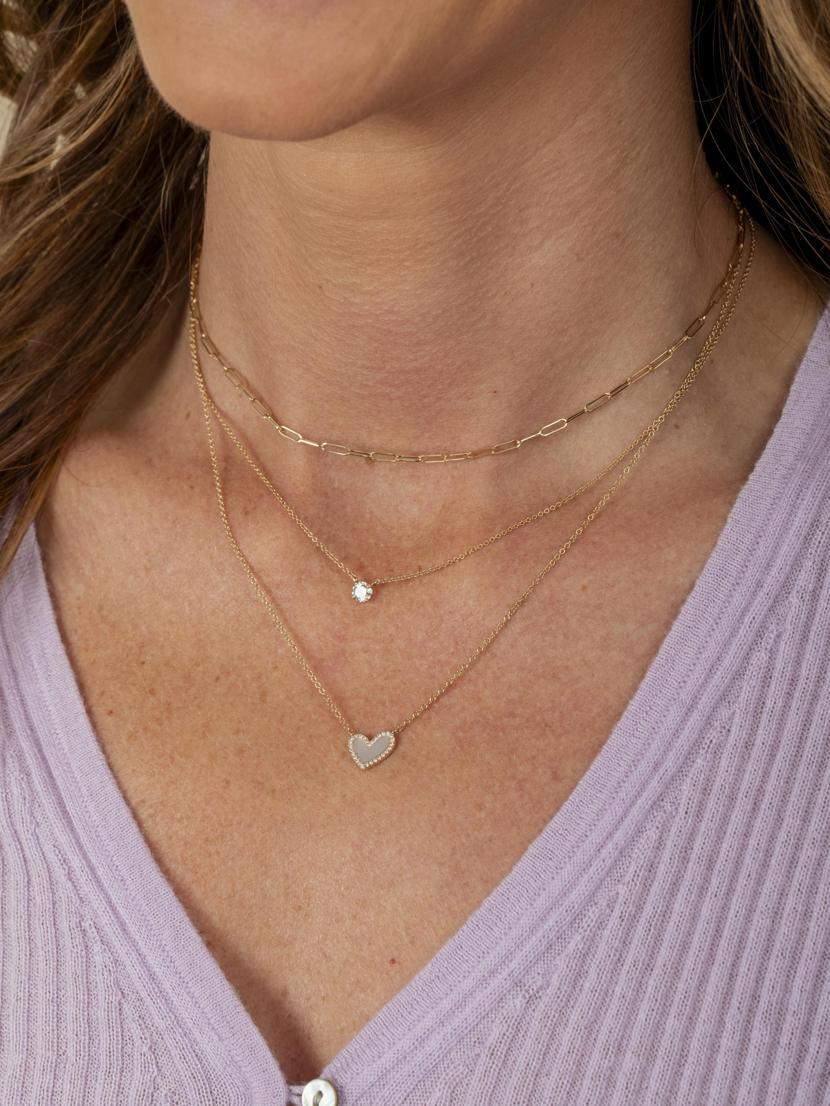 Hailey Heart Mother of Pearl Necklace 14K