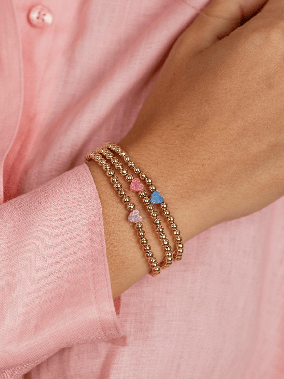 Opalite Heart Stretch Bracelet