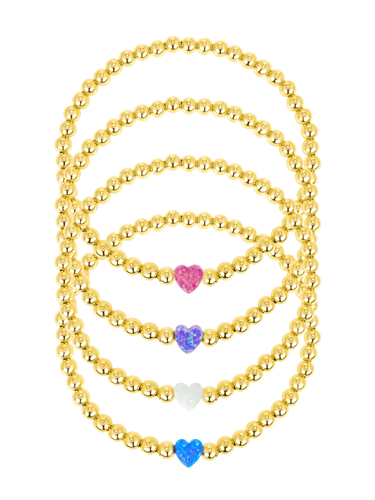 Opalite Heart Stretch Bracelet