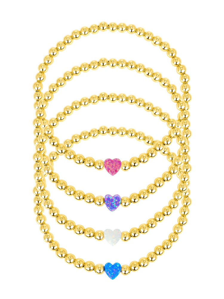 Opalite Heart Stretch Bracelet