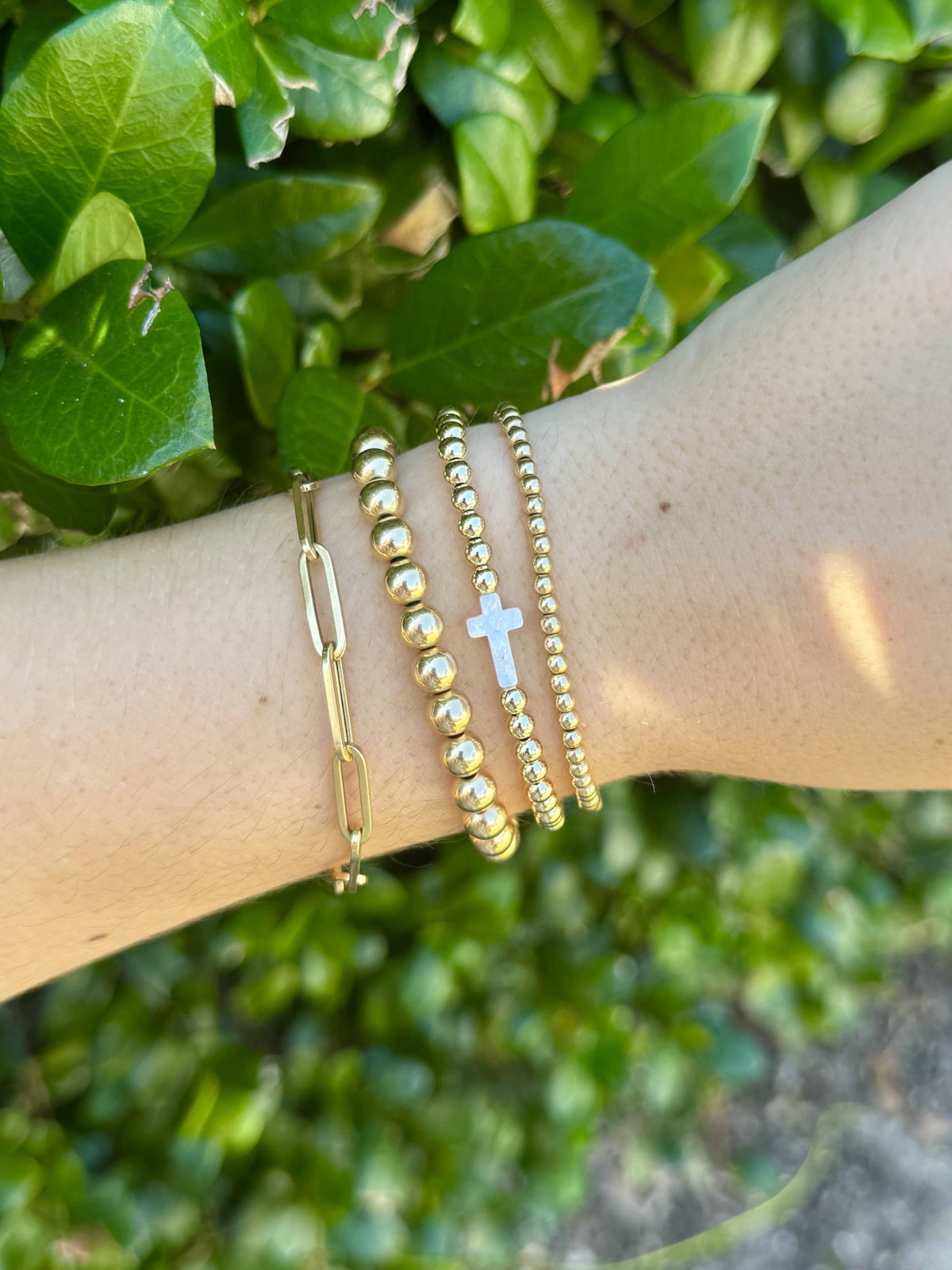 Opalite Cross Stretch Bracelet