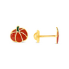 Kid Enamel Pumpkin Stud Earrings 14K