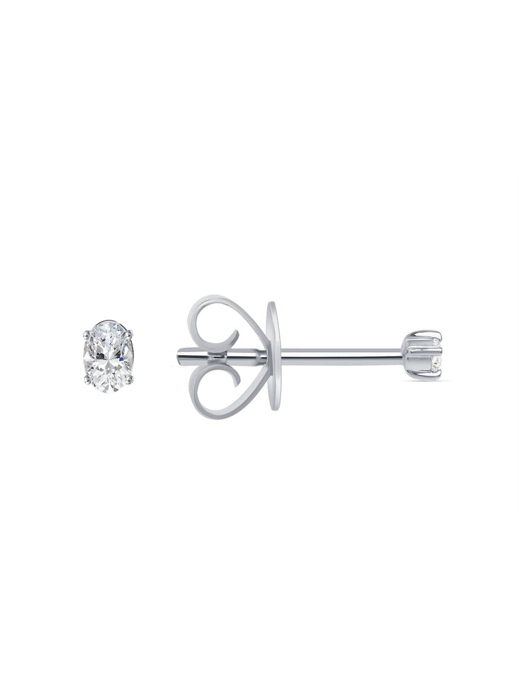Oval Diamond Stud Earring 14K