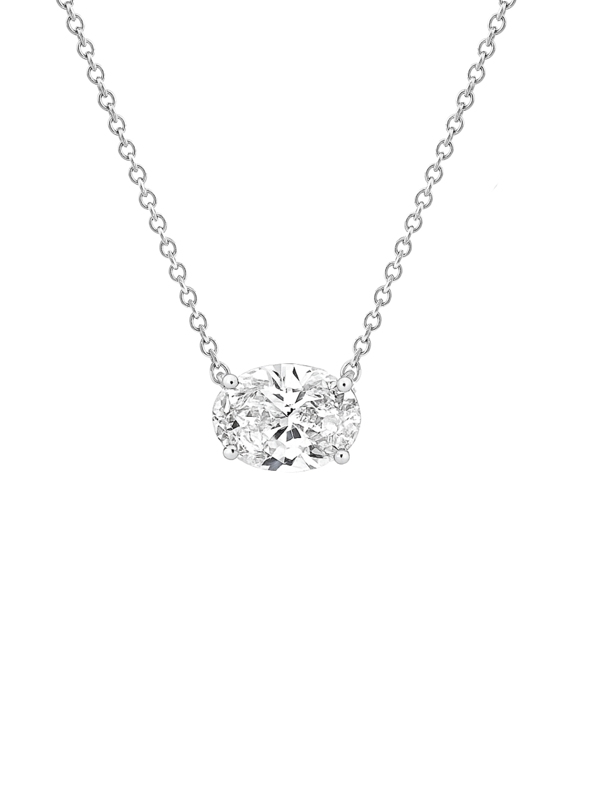 Oval Lab Diamond Pendant Necklace 14K